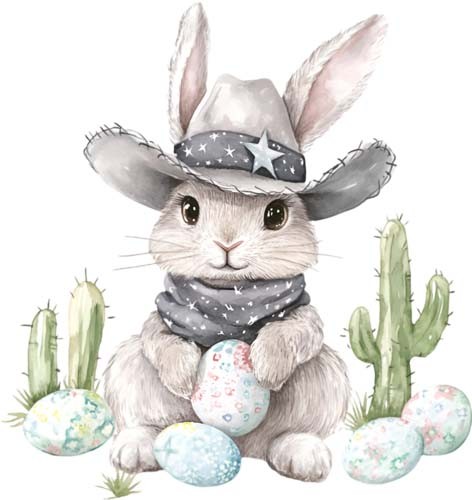 Easter bunny cactus wall - bunny,
