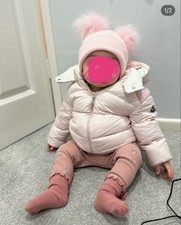 Moncler Enfant Valya Pink Puffer Coat Girls 12-18 Months