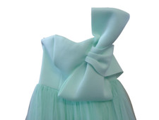 Asos Scuba Premium Scuba Bow Front Tulle Midi Dress Mint Green Formal Women UK 6