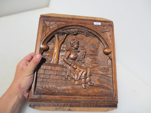 Antique carved wooden panel - wooden,