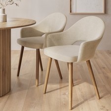 Set of 2 Beige Upholstered Dining Chairs with Oak Legs - Colbie CLB015A