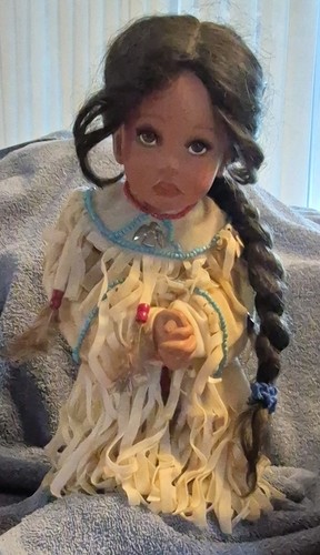 Porcelain doll native american - porcelain,