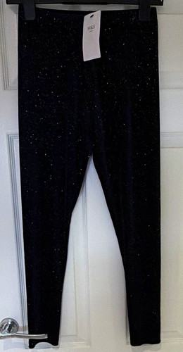Girls black glitter - m&s,