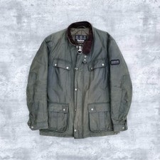 Barbour International Duke Wax Quilted Jacket Green Mens Large