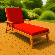 Padded Sun Lounger Cushion with Waterproof Cover – Foldable Deck Chair Pad 196cm