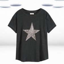 Ex Hush Women’s Short Sleeve Metallic Crackle Star T-Shirt in Dark Grey (Defect)