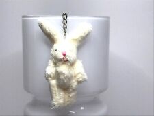 KAWAII BUNNY KEY chain key fob  bag charm fluffy bunny rabbit charm cream fake f