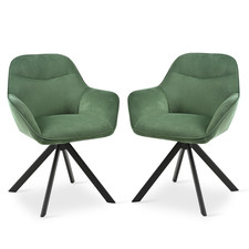 Goeurvant Set of 2/4/6 Dining Chairs Upholstered Swivel Chair Velvet Green