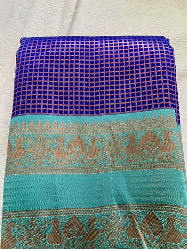 Blue turquoise litchi silk - turquoise,