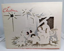 Vtg Mary Joseph Jesus Religious Christmas 1950's Used Greeting Card (EB10391)