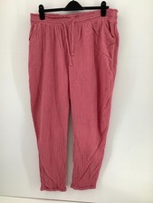 THE LOUNGE EDIT Pink Trousers Crinkle Elasticated Waist Drawstring UK 18