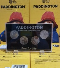 2018 & 2019 Paddington Bear 50p in Display Case 4 Coins CATHEDRAL TOWER STATION