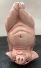 Unusual "Headstanding" Ceramic Pig Ornament 105mm tall