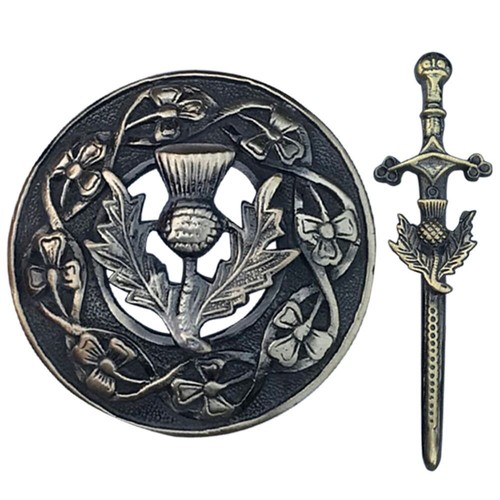 Thistle kilt pin and - pin, brooch