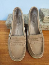Sperry Top Sider Moccasin Deck Boat Shoes 4.5 Brown Nubuck Leather Penny Loafer