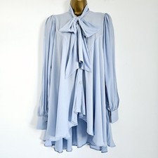 NEW Ex DOROTHY PERKINS 8-20 Pussybow Button Front Blue Tunic Blouse Shirt Top