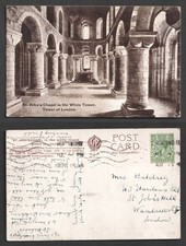 Tower of London St Johns Chapel in the White Tower Postcard. Posted 1915