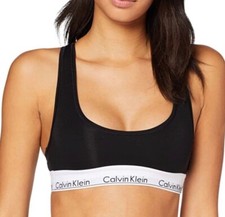 Calvin Klein Women’s Modern Cotton Bralette Crop Top Logo Black Large NEW rrp£25