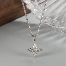 Shiny 925 Sterling Silver Cute Irregular Star CZ Gem Pendant Necklace Women Gift