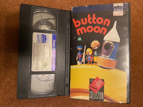 Button moon vintage vhs - button,