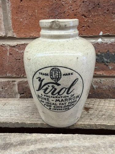 Antique virol stoneware jar - stoneware,