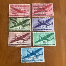 USA. 1941. 7 American Airmail stamps. As Illustrated. Used.