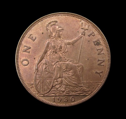 George 1930 bronze penny - v,