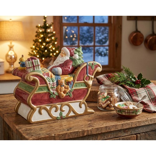 Vintage santa sleigh cookie - santa,