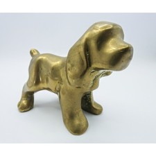 Vintage Bronze Dog Figurine Solid Metal Sculptural Ornament Mid Century Style