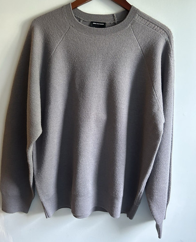 Grey logo knit crew wool - knit,