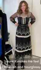 Zara Trinny Lace Sheer Tulle Embroidered Gothic Blogger Fav Maxi Dress S UK 8 10