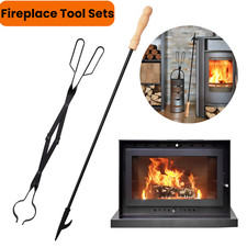 Long Fire Tongs, Fireplace Tongs, Fire Pit Poker Hook, Steel Camping Tool Set