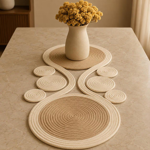 Natural jute table runner - jute,