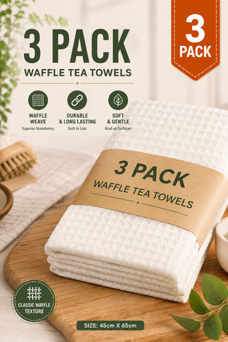 3pk waffle tea towel new - ,