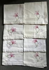 8 Embroidered Cotton Serviettes (New / Used)