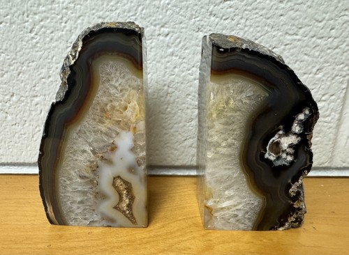 Agate geode bookends quartz - geode,