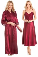 Ladies Long  Lace Detail Satin Nightdress And Dressing Gown or Set.New - UK MADE