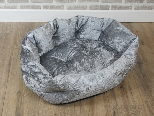 Grey crushed velvet dog - crushed,