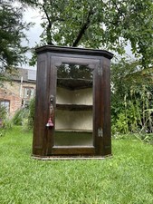 Antique Georgian Oak Single Door Hanging Glazed Corner Cabinet - Cupboard