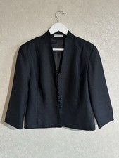 Vintage Gina Bacconi Black Cropped Formal Jacket With Button Detail Size 14