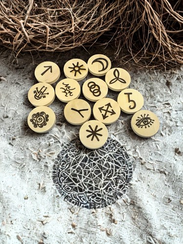 Wooden witch rune stones - witch,