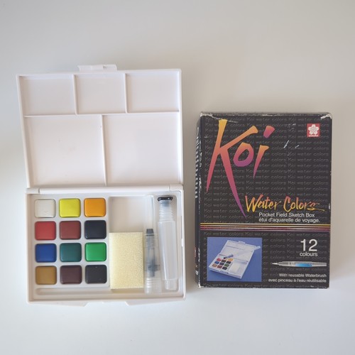 Koi water colors sketch - water, box