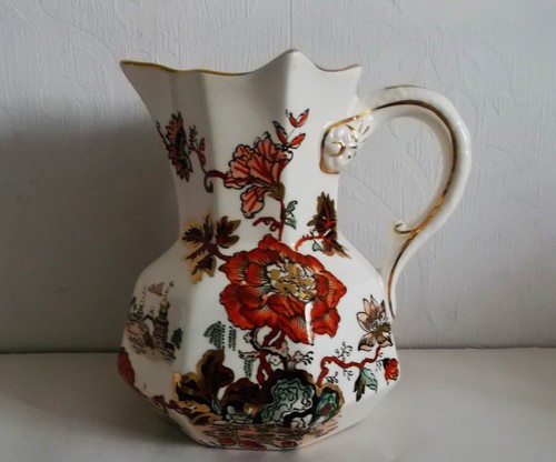 Masons golden azalea jug - golden, azalea,