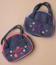 Stylish Little Girls Denim Princess style purse Hand Bag in pink or purple 