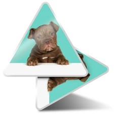 2 x Triangle Stickers 10 cm - Cute Old English Bulldog Puppy Dog  #21422