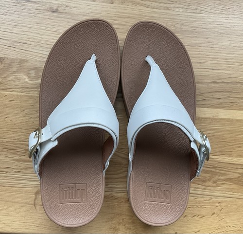 White leather fitflops - leather, wedge