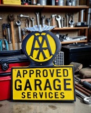 AA Approved Garage Services Wall Replica Automobile Aluminium Sign Man Cave  New