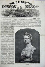 Original Old Antique Print Marble Bust Princess Royal Mrs Thornycroft 1858 19th