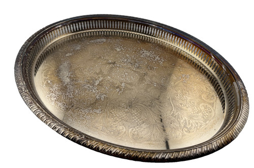 Large vintage oval silver