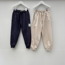 Zara 2 Pairs Boy’s Cuffed Joggers 5-6 Years, Navy Blue, Oatmeal